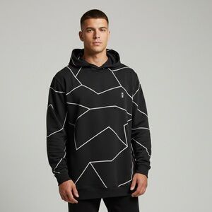 Streetwear. Dope Couture Geometric "Shatter" Side-Zip Hoodie - Men's XX-Large